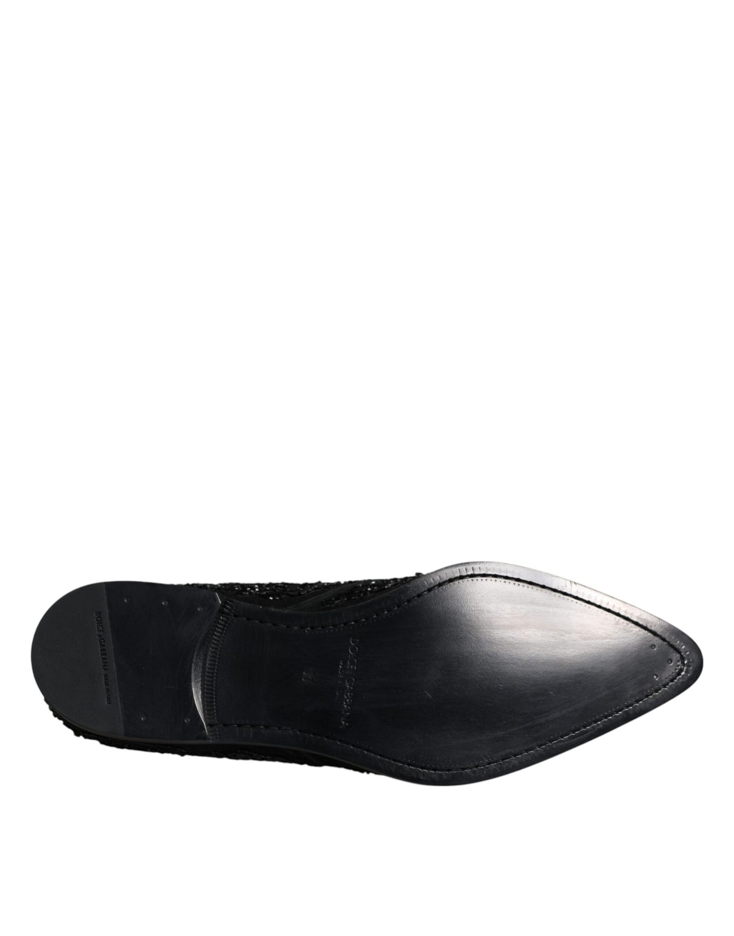 Black Embellished Suede Derby Formal Shoes-Dolce & Gabbana-LabelTerrace.com
