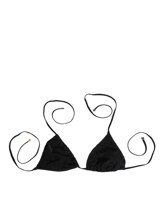 Black Embroidered Triangle Swimwear Underwear-Dolce & Gabbana-LabelTerrace.com