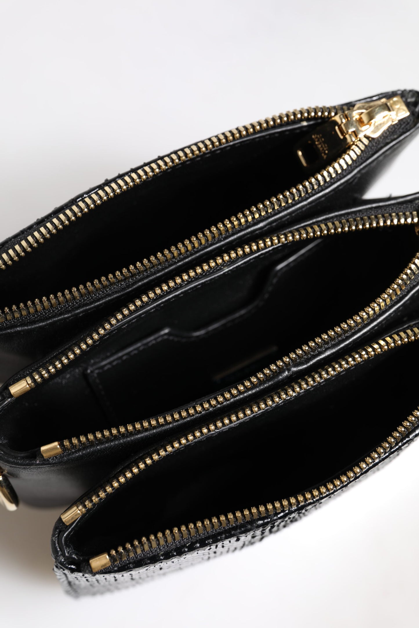 Black Exotic Leather Shoulder Sling Clutch Bag-Dolce & Gabbana-LabelTerrace.com