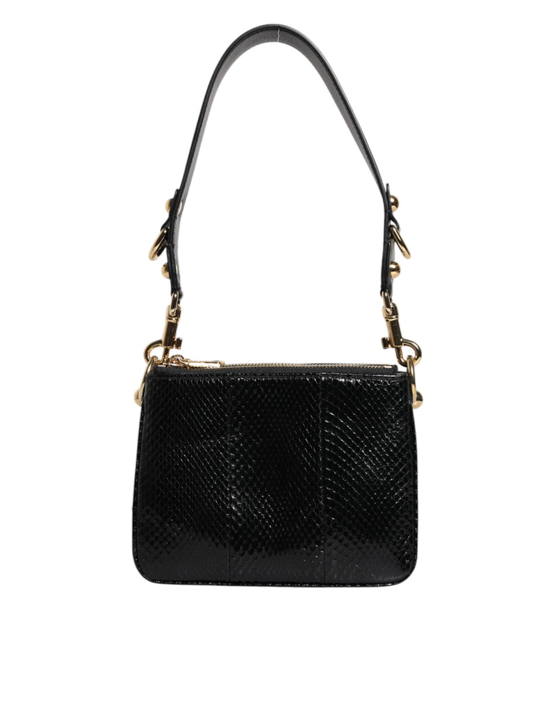 Black Exotic Leather Shoulder Sling Clutch Bag-Dolce & Gabbana-LabelTerrace.com