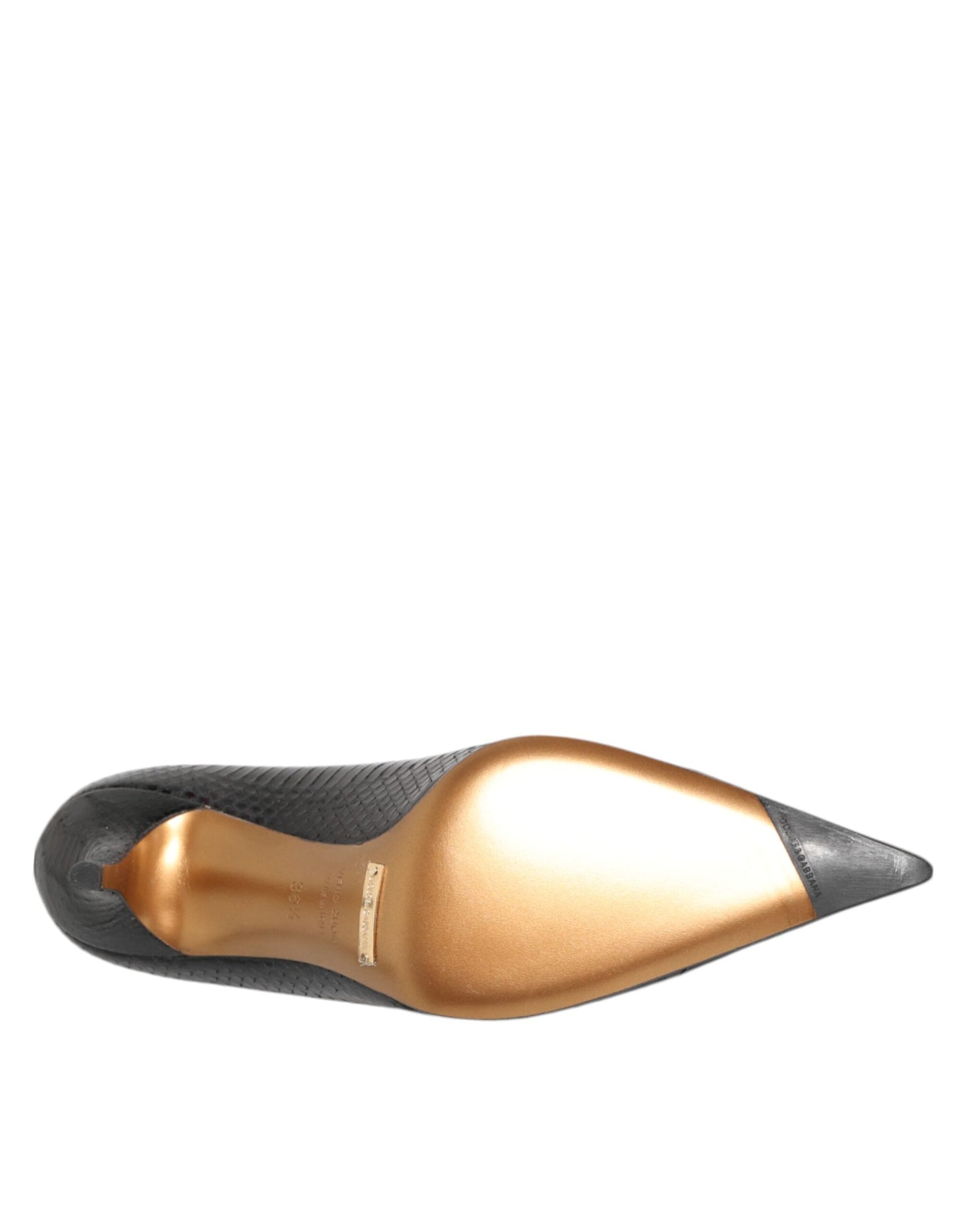Black Exotic Leather Stiletto Pumps Shoes-Dolce & Gabbana-LabelTerrace.com