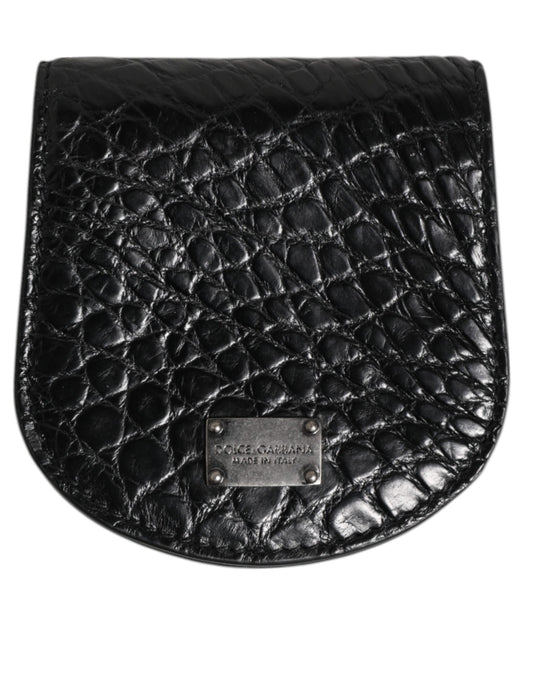 Black Exotic Skin Coin Condom Case Holder Pocket Wallet-Dolce & Gabbana-LabelTerrace.com