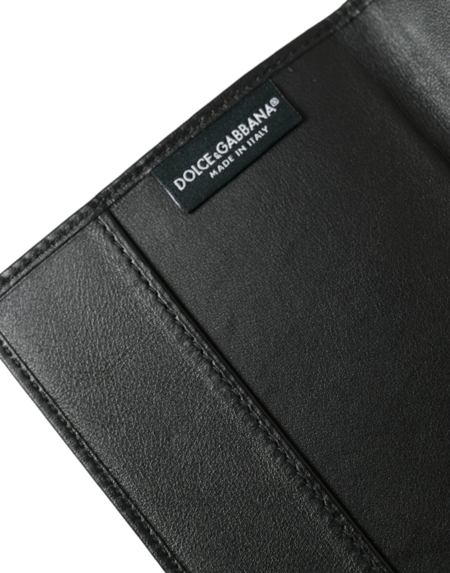 Black Exotic Skin Leather Long Bifold Passport Holder-Dolce & Gabbana-LabelTerrace.com