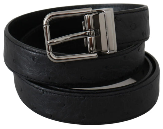 Black Exotic Skin Pattern Silver Buckle Belt-Dolce & Gabbana-LabelTerrace.com