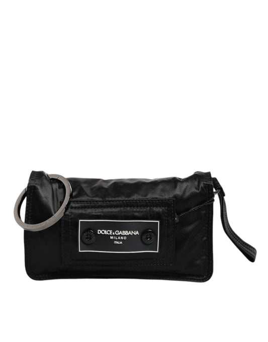 Black Fabric Logo Two Way Clutch Crossbody Bag-Dolce & Gabbana-LabelTerrace.com