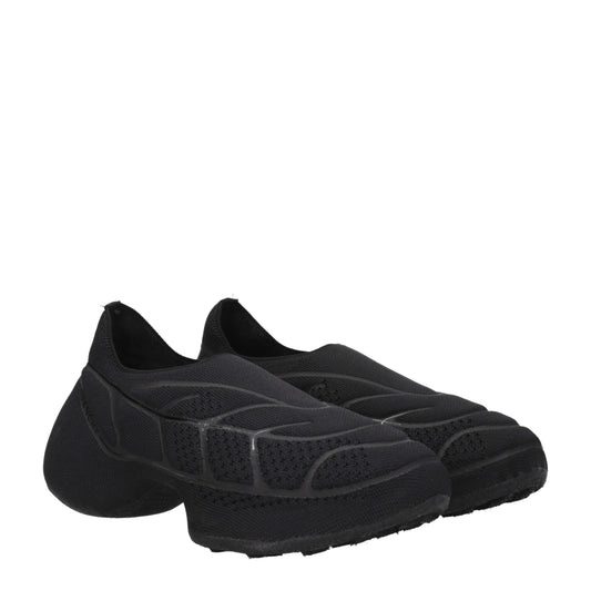 Black Fabric Slip-On Loafers