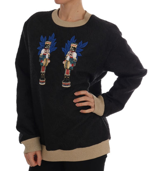 Black Fairy Tale Brocade Zipper Sweater-Dolce & Gabbana-LabelTerrace.com