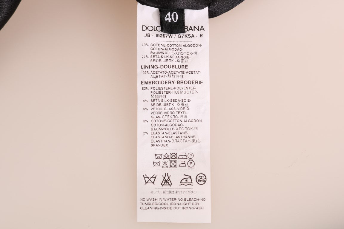 Black Fairy Tale Brocade Zipper Sweater-Dolce & Gabbana-LabelTerrace.com