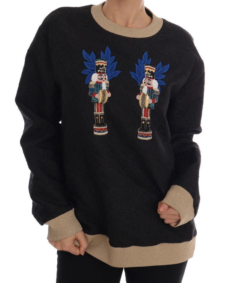 Black Fairy Tale Brocade Zipper Sweater-Dolce & Gabbana-LabelTerrace.com