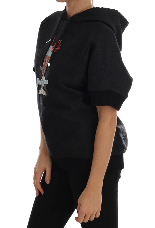 Black Fairy Tale Crystal Hooded Sweater-Dolce & Gabbana-LabelTerrace.com