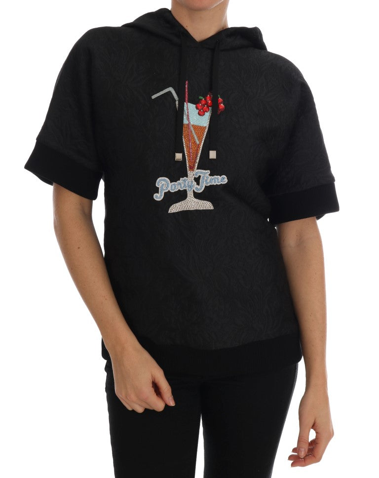 Black Fairy Tale Crystal Hooded Sweater-Dolce & Gabbana-LabelTerrace.com