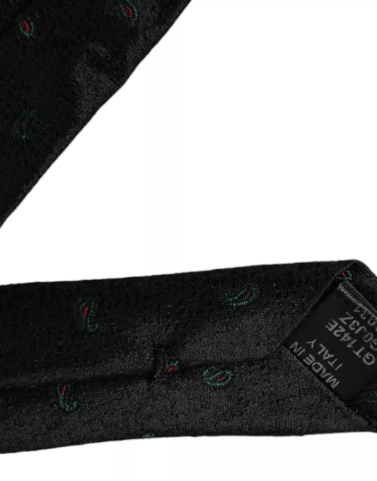 Black Fantasy 100% Silk Adjustable Men Tie-Dolce & Gabbana-LabelTerrace.com