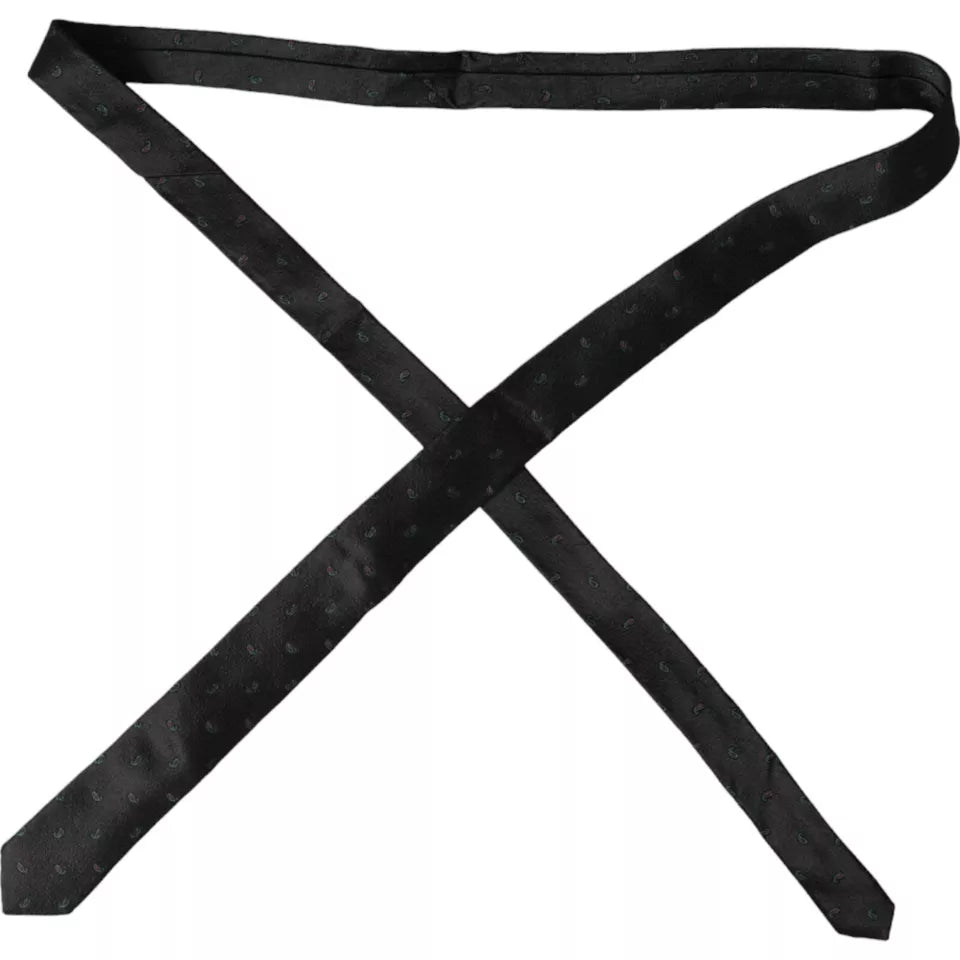 Black Fantasy 100% Silk Adjustable Men Tie-Dolce & Gabbana-LabelTerrace.com