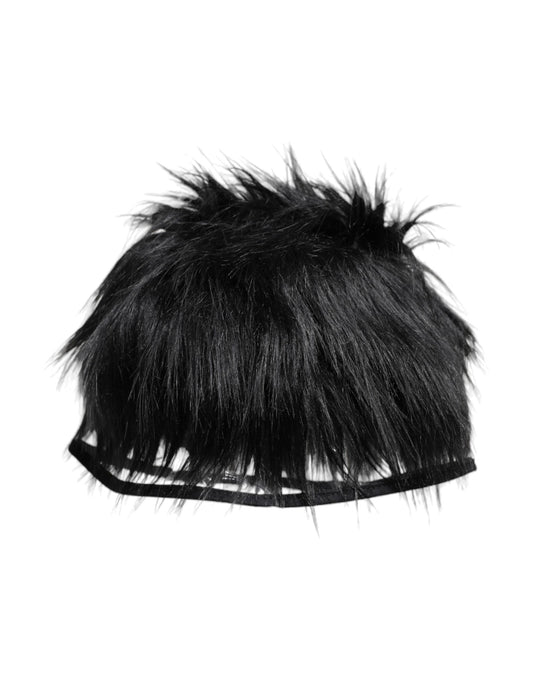 Black Faux Fur Bucket Hat-Dolce & Gabbana-LabelTerrace.com