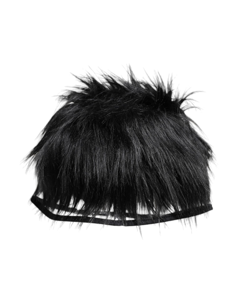 Black Faux Fur Bucket Hat-Dolce & Gabbana-LabelTerrace.com