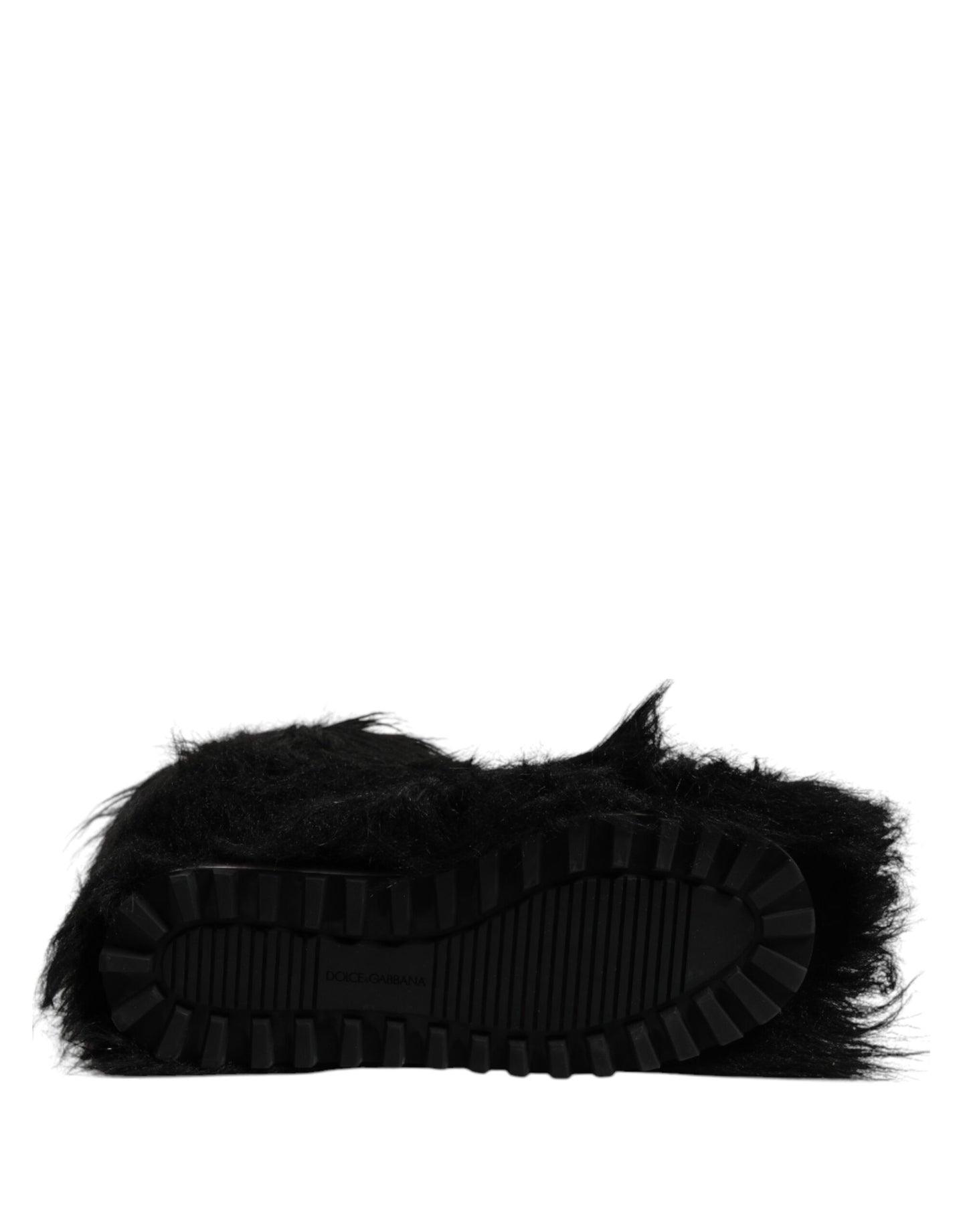 Black Faux Fur Mid Calf Boots Shoes-Dolce & Gabbana-LabelTerrace.com