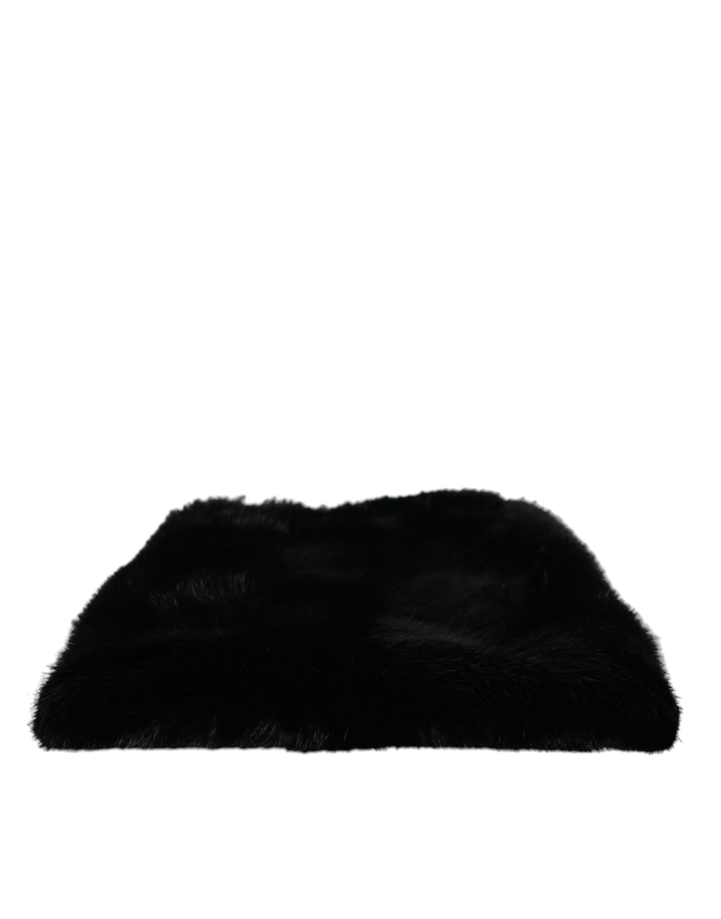 Black Faux Fur Silver Chain Crossbody Shoulder Purse Bag-Dolce & Gabbana-LabelTerrace.com