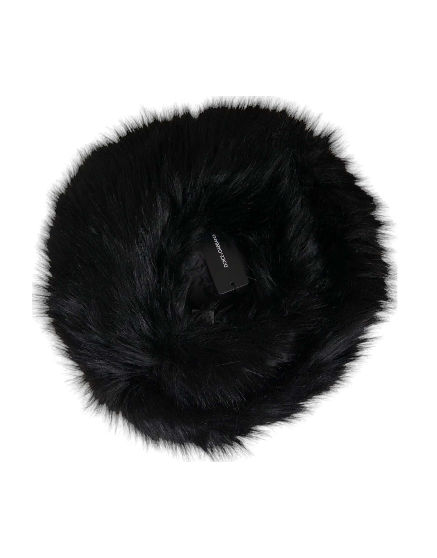 Black Faux Fur Womens Bucket Hat-Dolce & Gabbana-LabelTerrace.com