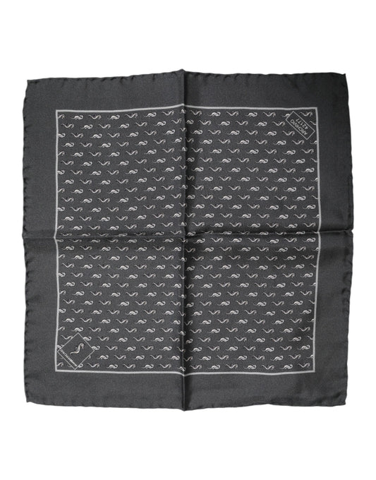 Black Fish Print Silk Square Men Foulard Scarf-Dolce & Gabbana-LabelTerrace.com