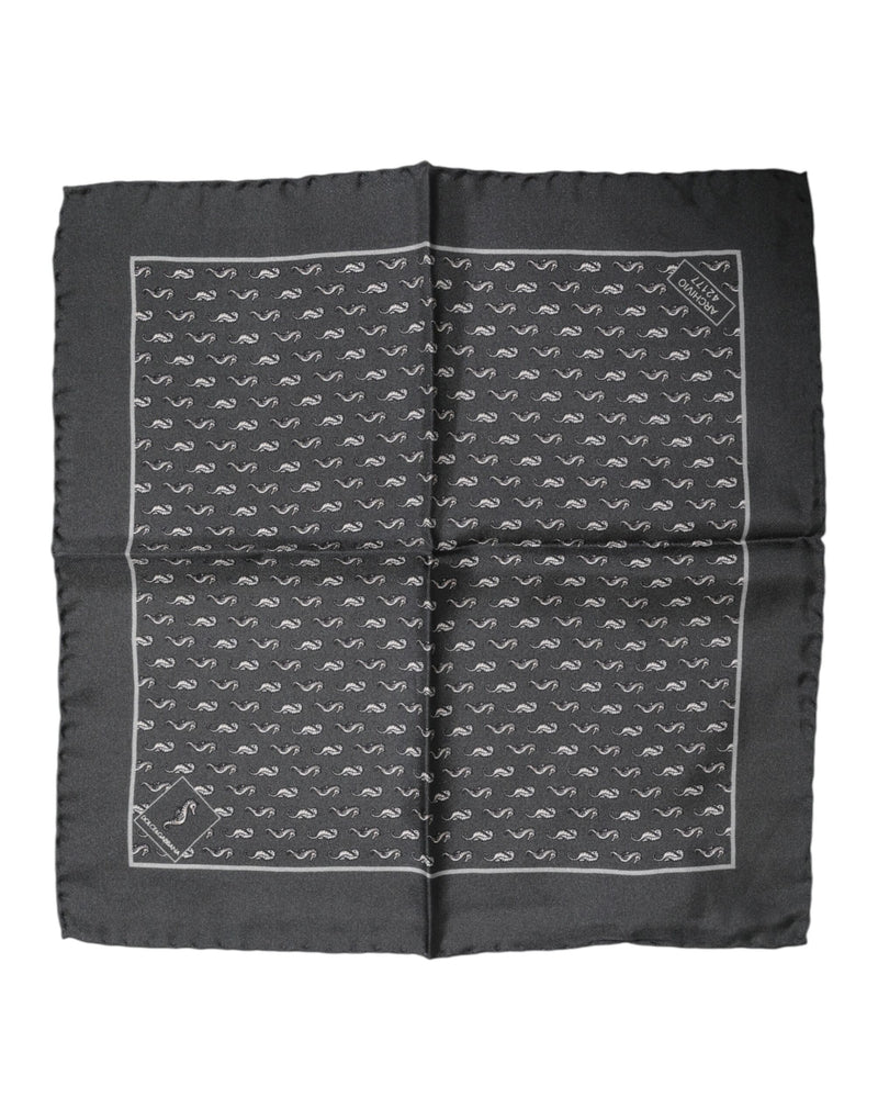 Black Fish Print Silk Square Men Foulard Scarf-Dolce & Gabbana-LabelTerrace.com