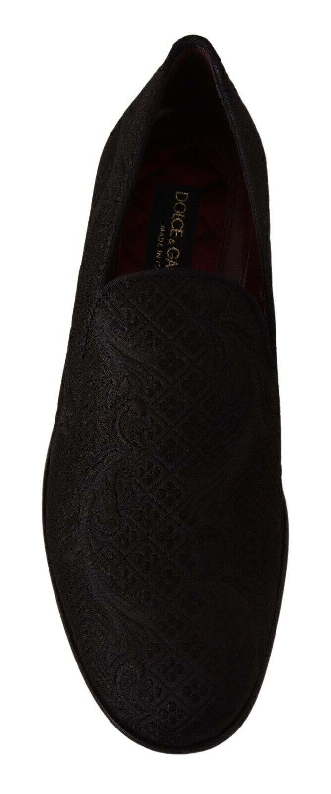 Black Floral Brocade Slippers Loafers Shoes-Dolce & Gabbana-LabelTerrace.com