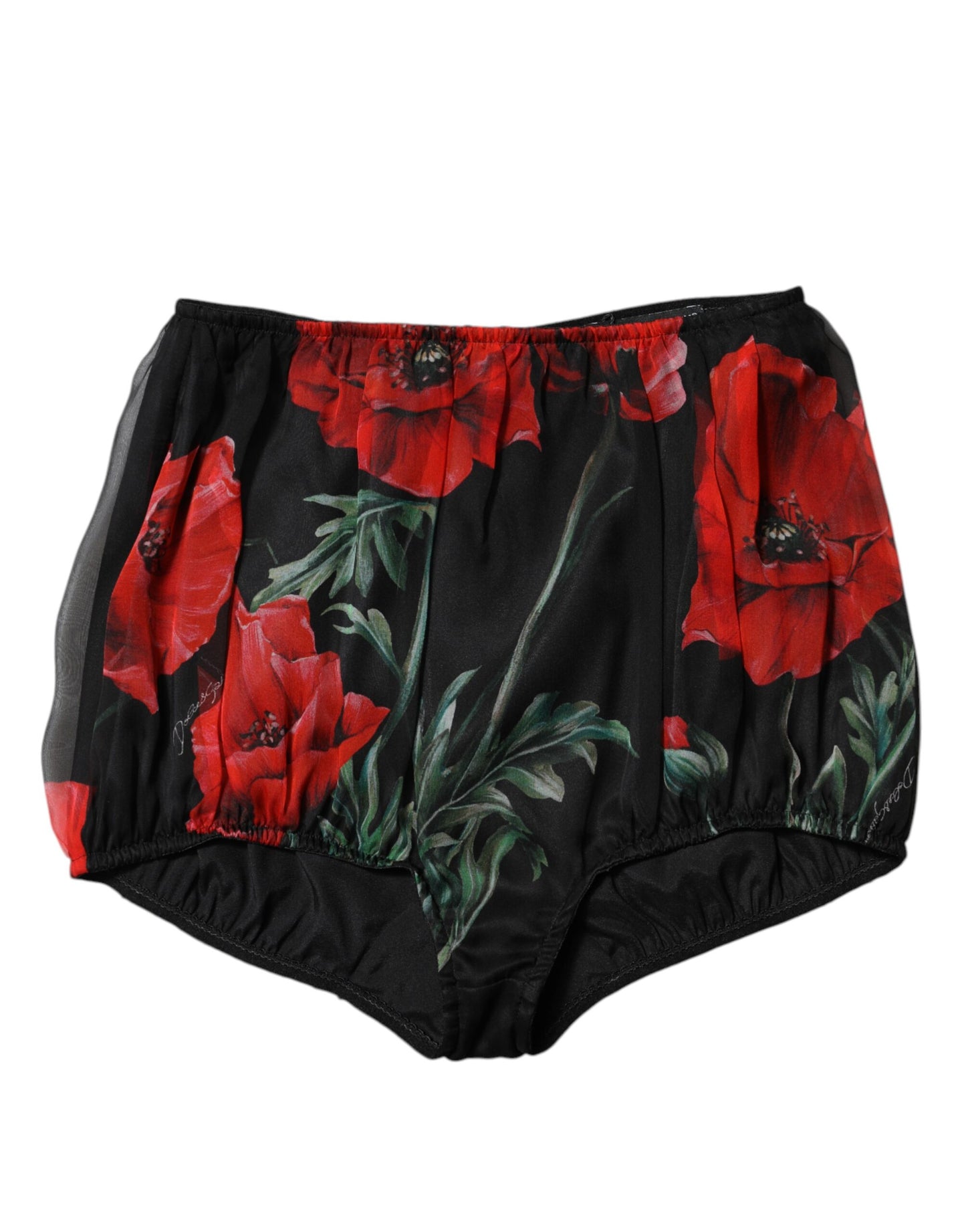 Black Floral High Waist Women Hot Pants Shorts-Dolce & Gabbana-LabelTerrace.com