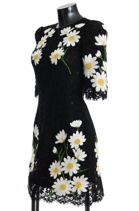 Black Floral Lace Chamomile Sicily Dress-Dolce & Gabbana-LabelTerrace.com