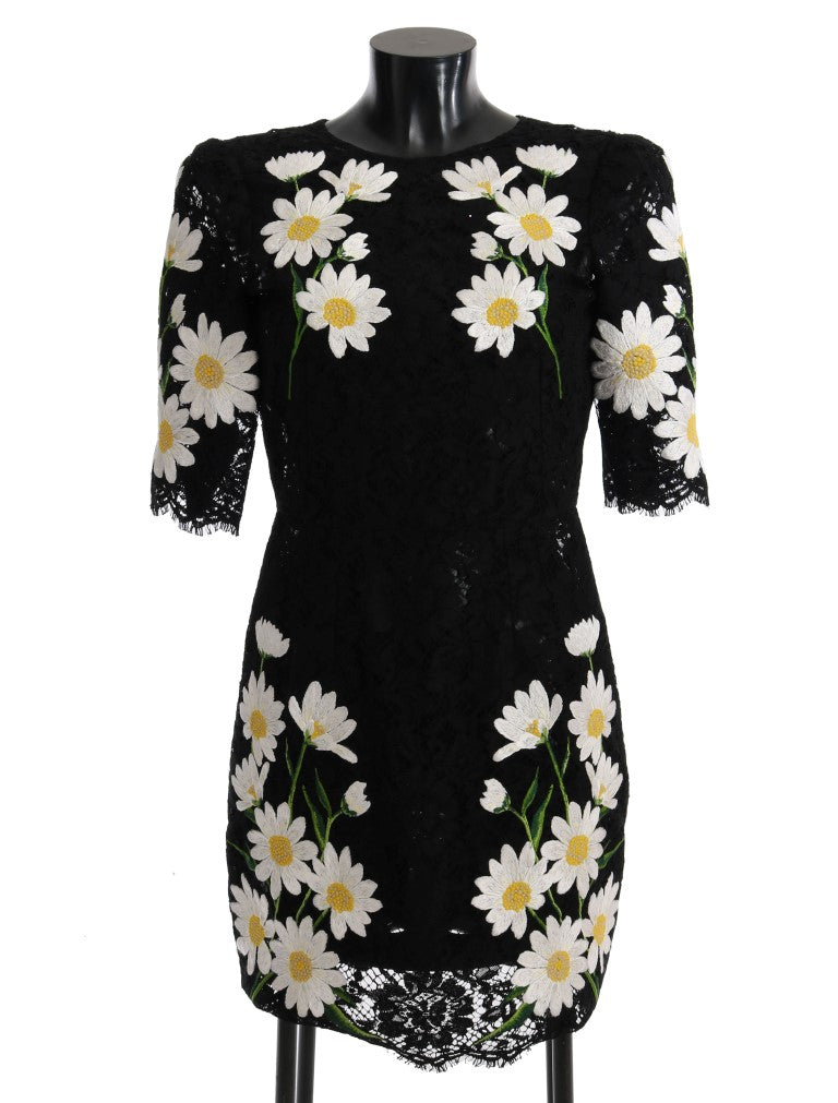 Black Floral Lace Chamomile Sicily Dress-Dolce & Gabbana-LabelTerrace.com