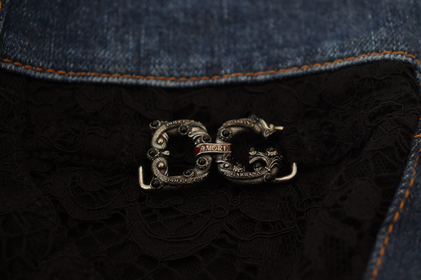 Black Floral Lace Front Skinny Denim Jeans-Dolce & Gabbana-LabelTerrace.com