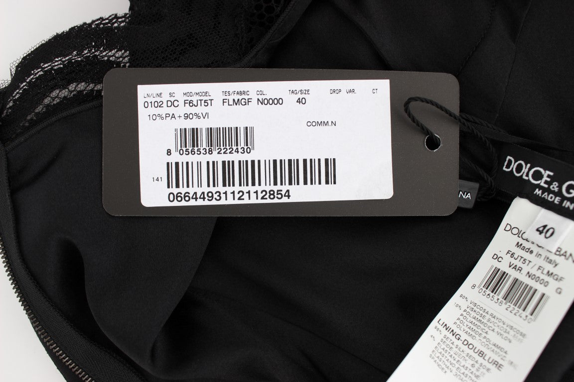 Black Floral Lace Long Ball Maxi Dress-Dolce & Gabbana-LabelTerrace.com