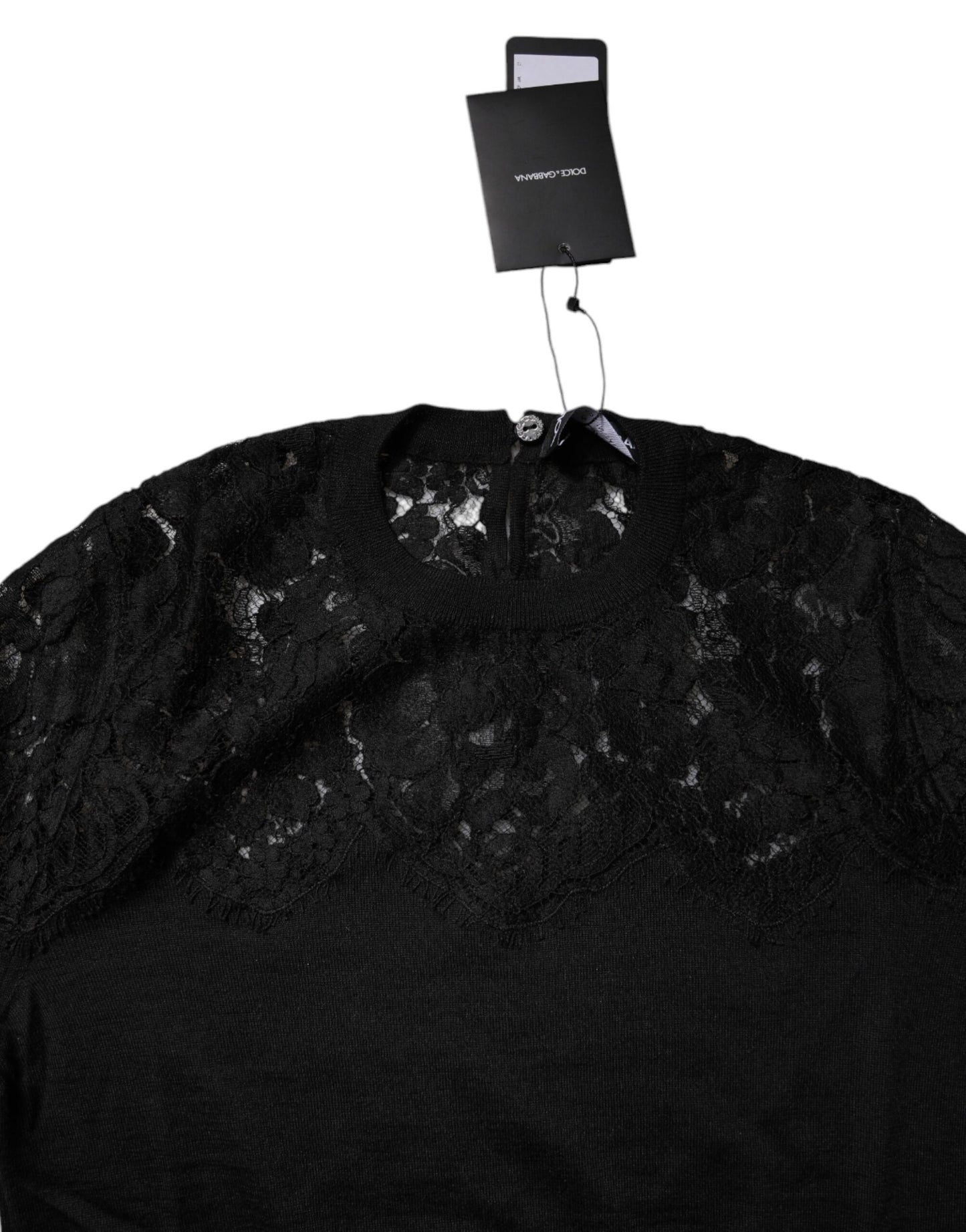 Black Floral Lace Long Sleeves Blouse Top-Dolce & Gabbana-LabelTerrace.com