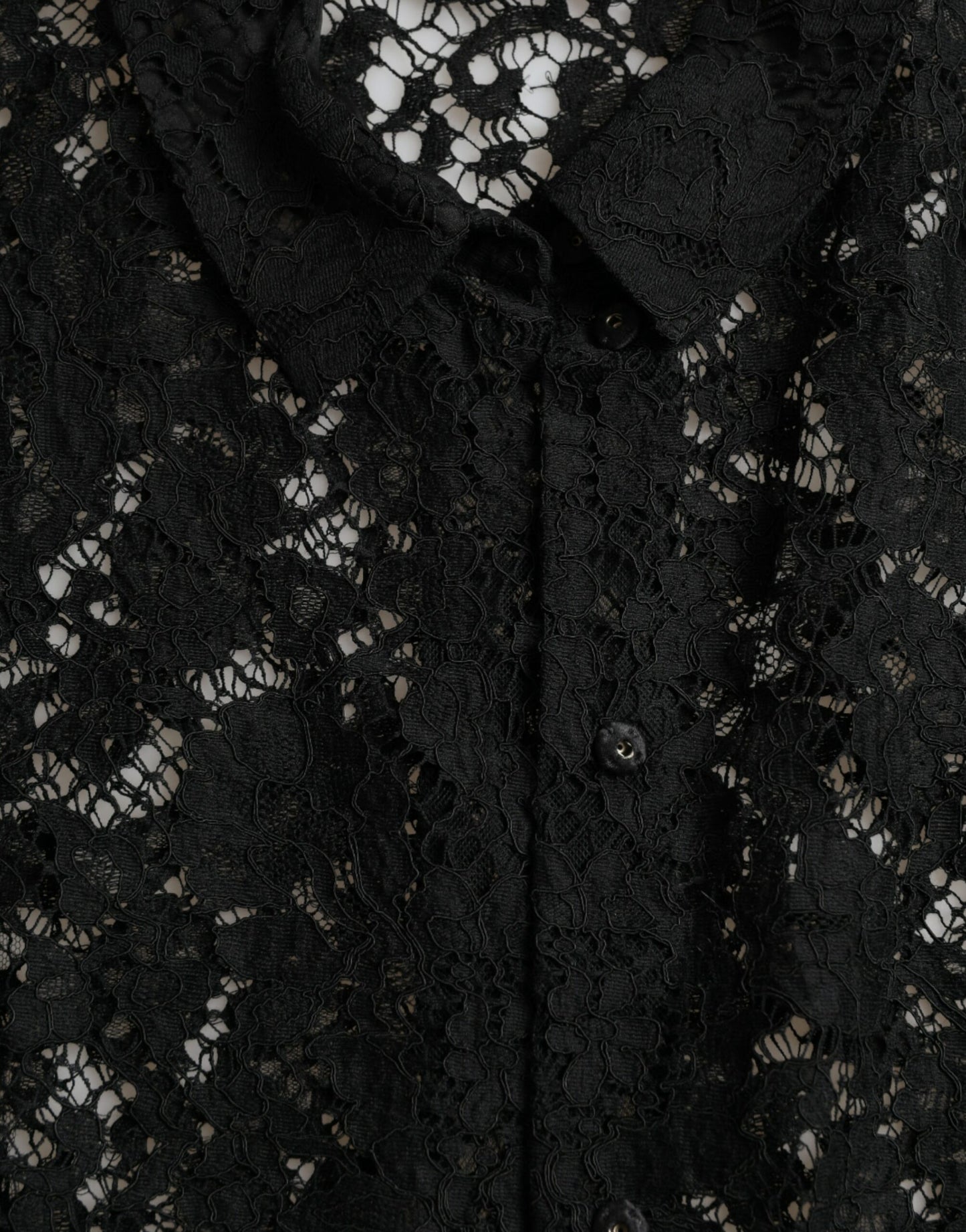 Black Floral Lace Long Sleeves Blouse Top-Dolce & Gabbana-LabelTerrace.com