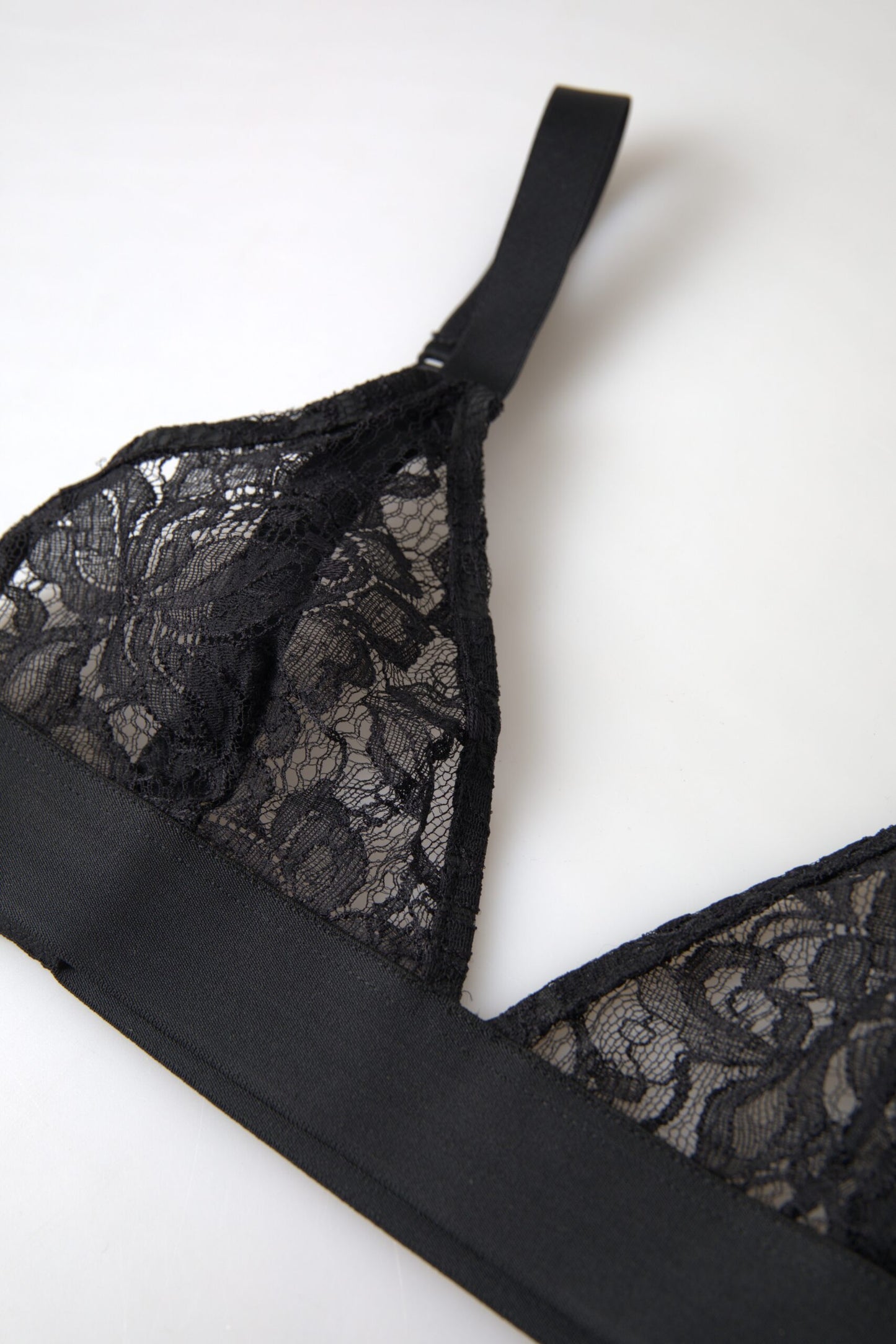 Black Floral Lace Nylon Stretch Bra Underwear-Dolce & Gabbana-LabelTerrace.com