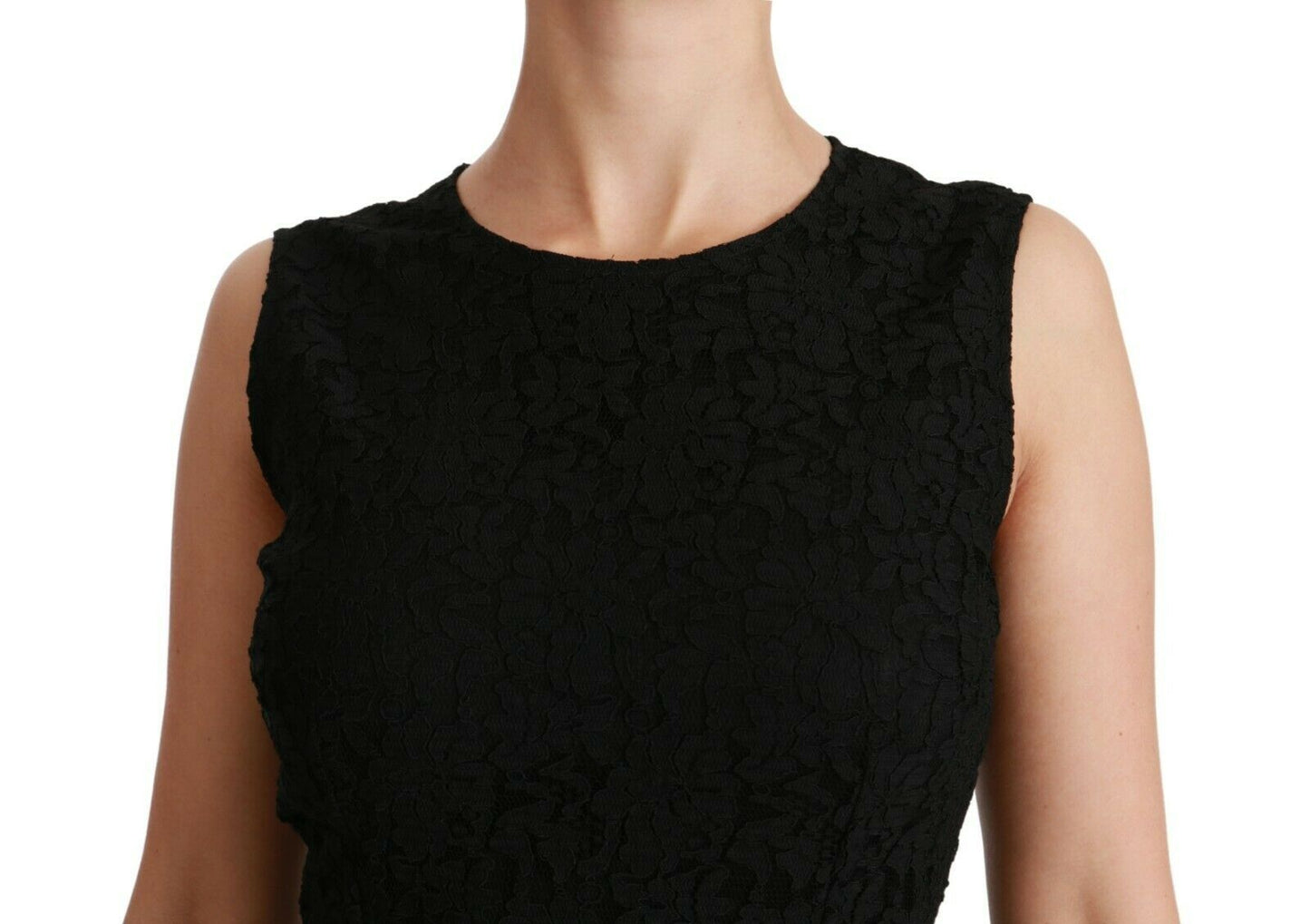 Black Floral Lace Sheath Gown Dress-Dolce & Gabbana-LabelTerrace.com