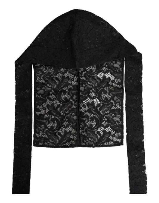 Black Floral Lace Whole Head Wrap Hat-Dolce & Gabbana-LabelTerrace.com