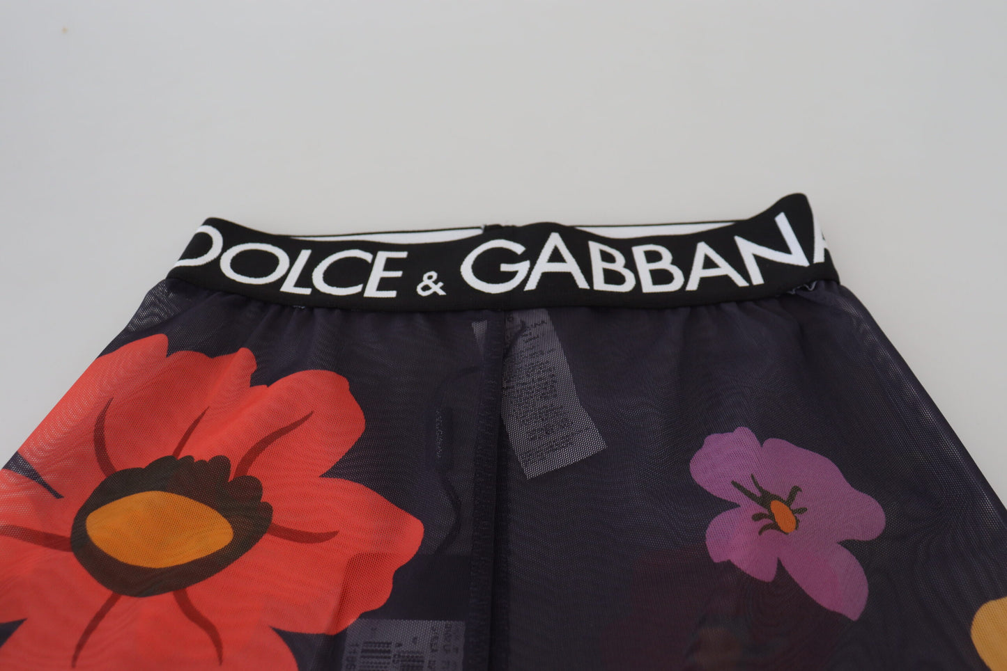 Black Floral Leggings Stretch Waist Pants-Dolce & Gabbana-LabelTerrace.com