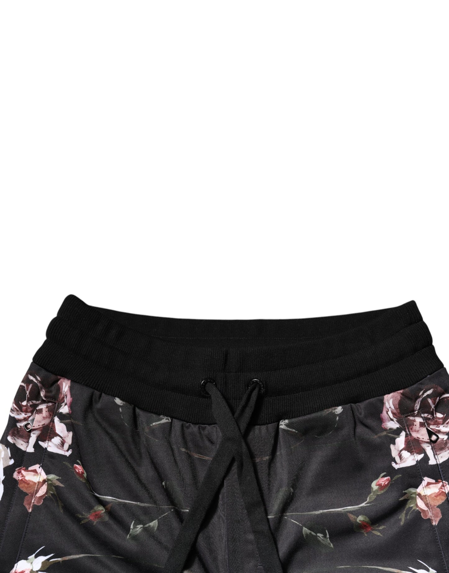 Black Floral Polyester Jogger Pants-Dolce & Gabbana-LabelTerrace.com