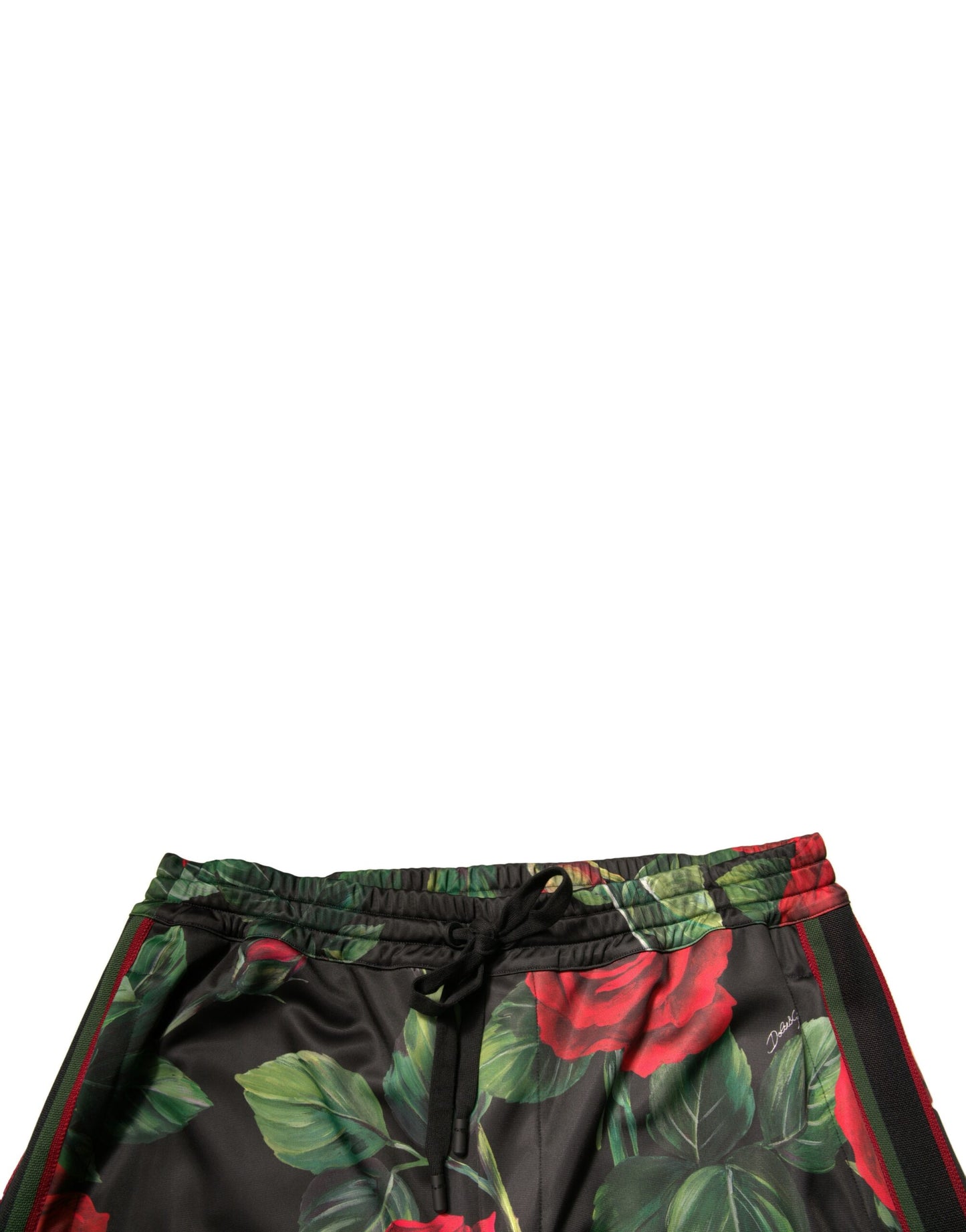 Black Floral Polyester Jogger Sweatpants Pants-Dolce & Gabbana-LabelTerrace.com