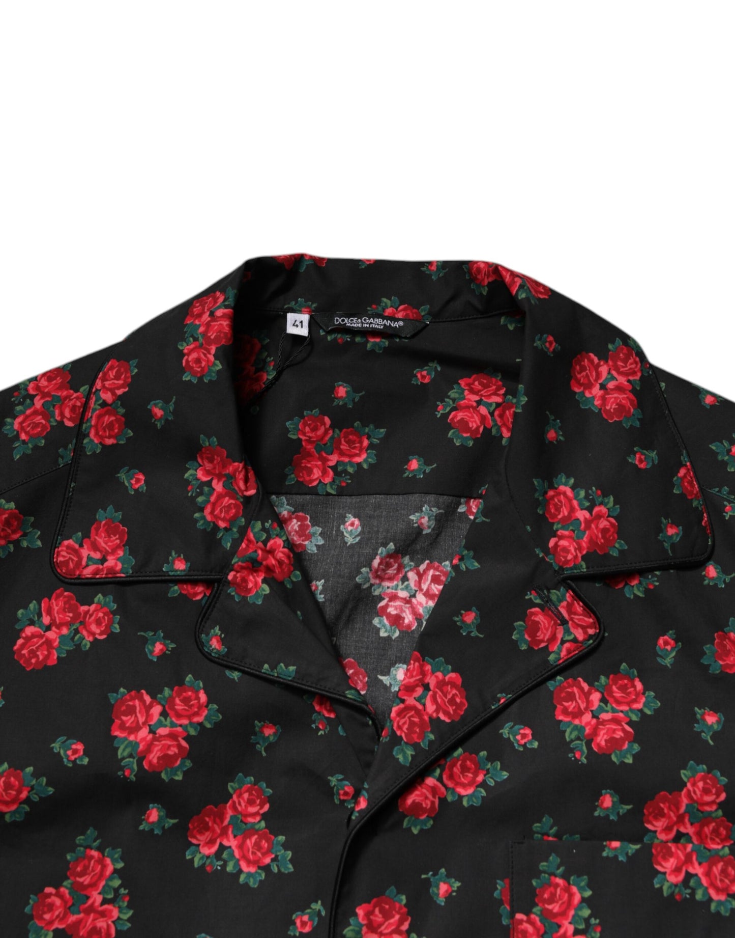 Black Floral Print Cotton Men Pajama Set Sleepwear-Dolce & Gabbana-LabelTerrace.com