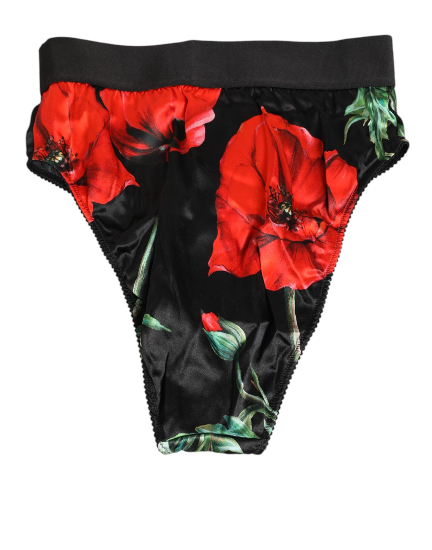 Black Floral Print High Waist Sheer Mesh Underwear-Dolce & Gabbana-LabelTerrace.com