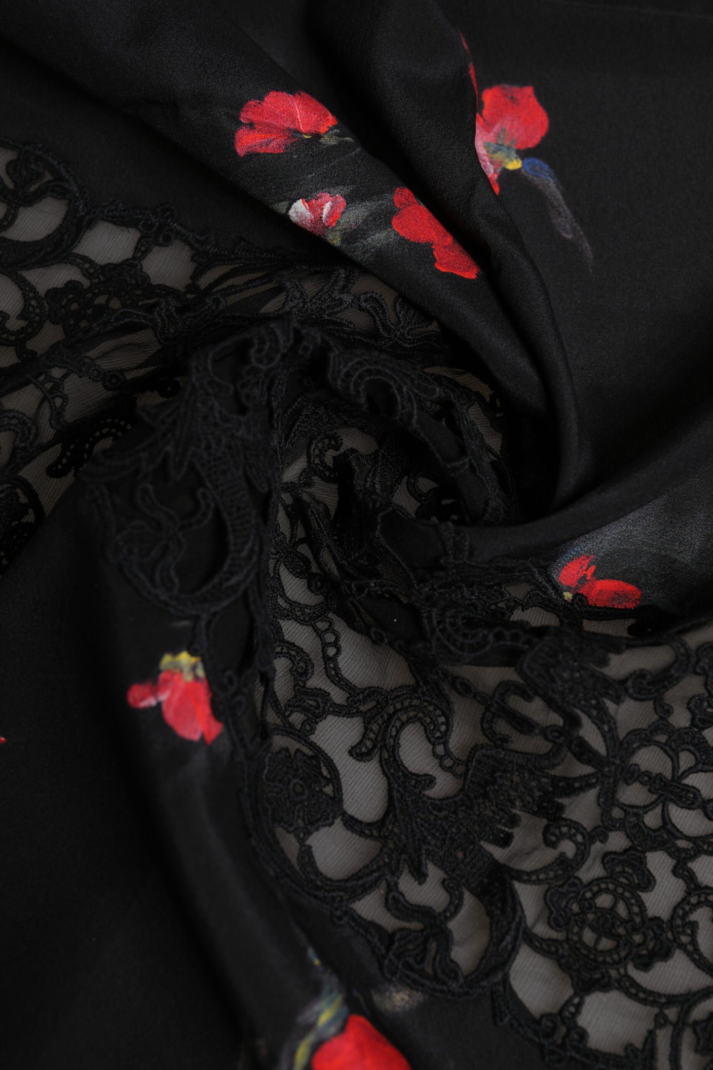 Black Floral Print Neck Warmer Wrap Scarf-Dolce & Gabbana-LabelTerrace.com