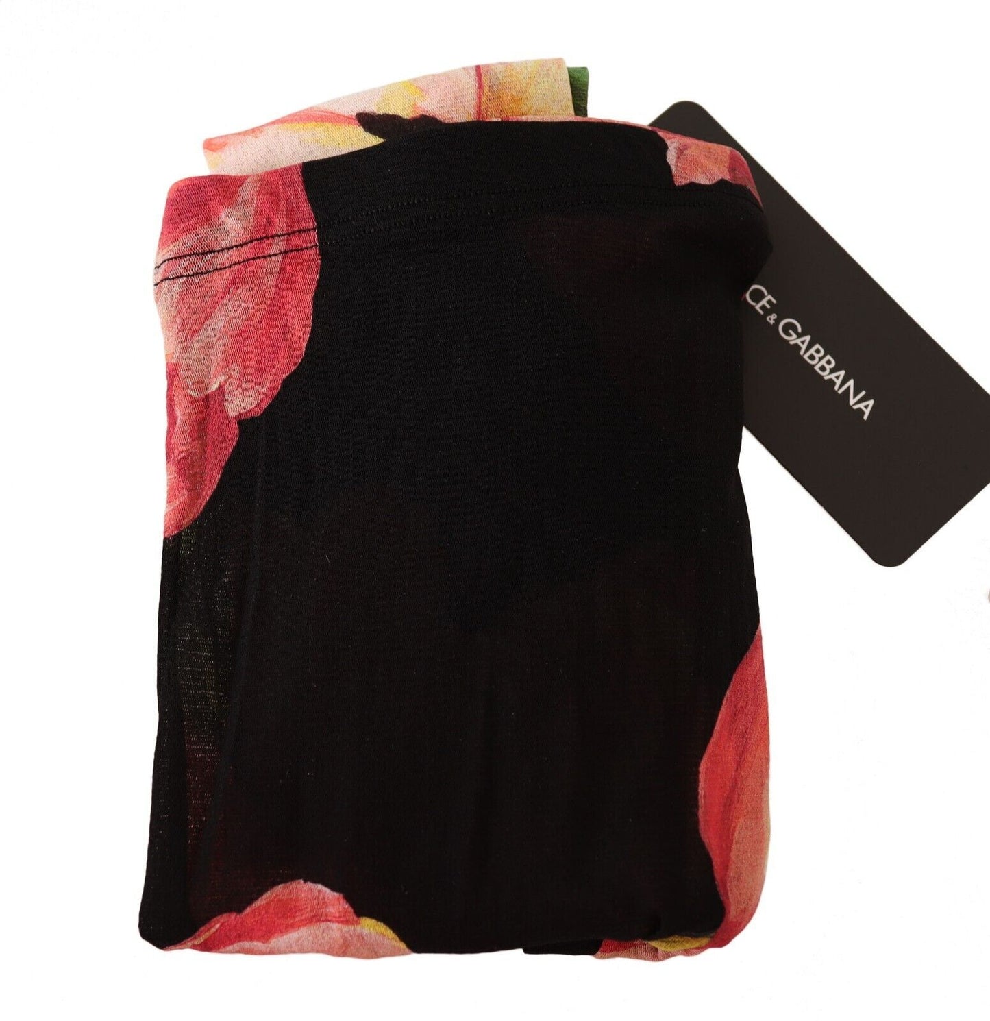 Black Floral Print Nylon Tights Stockings-Dolce & Gabbana-LabelTerrace.com
