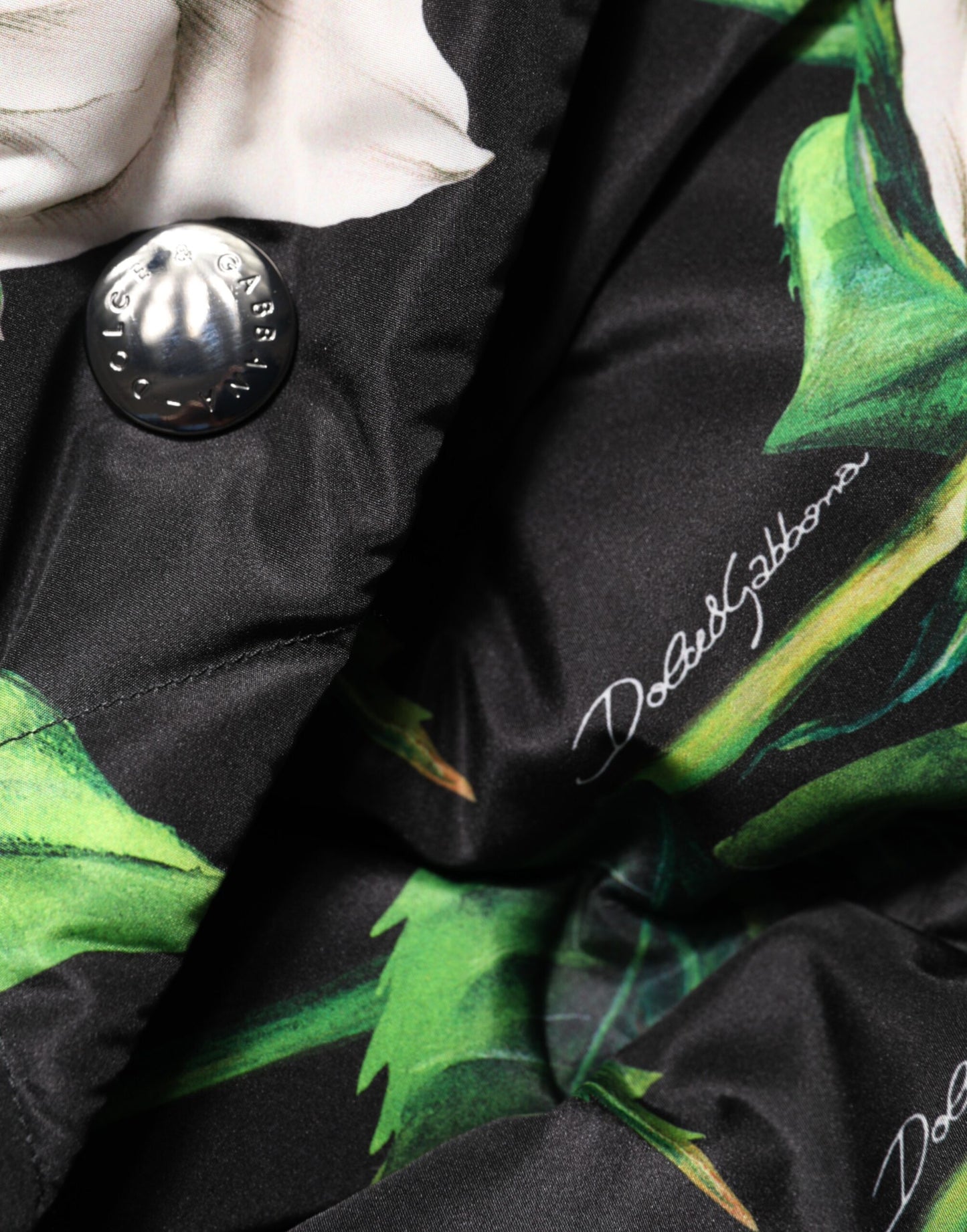Black Floral Print Puffer Quilted Jacket-Dolce & Gabbana-LabelTerrace.com