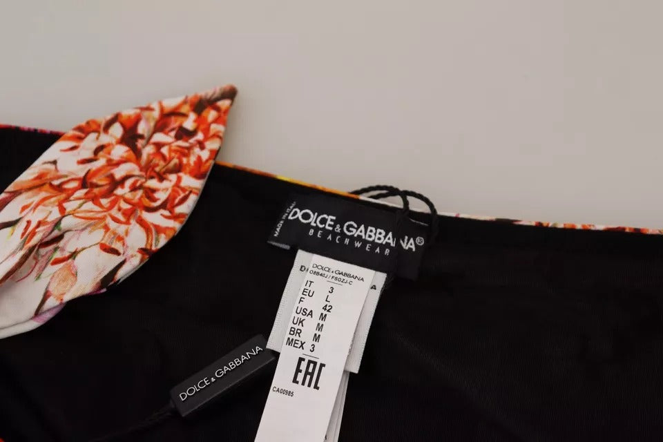 Black Floral Print Swimsuit Bikini Bottom Swimwear-Dolce & Gabbana-LabelTerrace.com