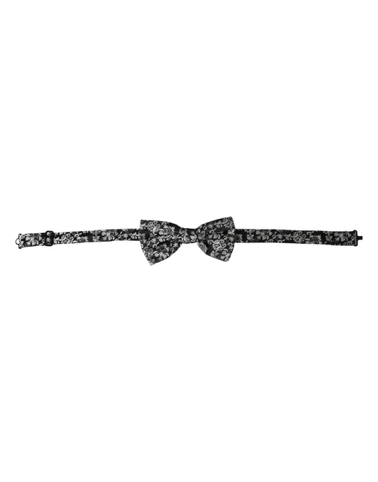 Black Floral Silk Adjustable Neck Men Bow Tie-Dolce & Gabbana-LabelTerrace.com