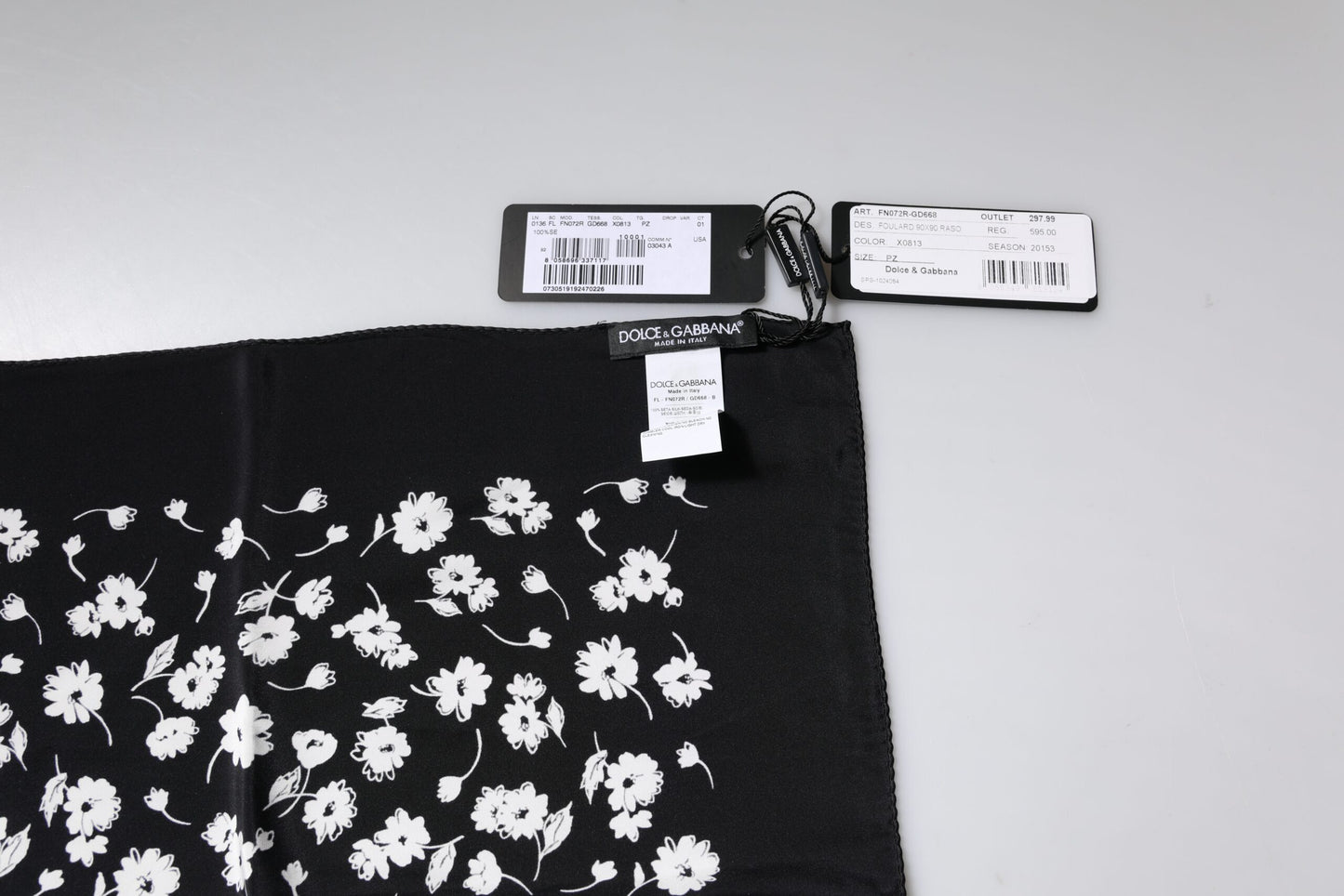 Black Floral Silk Square Wrap Shawl Scarf-Dolce & Gabbana-LabelTerrace.com