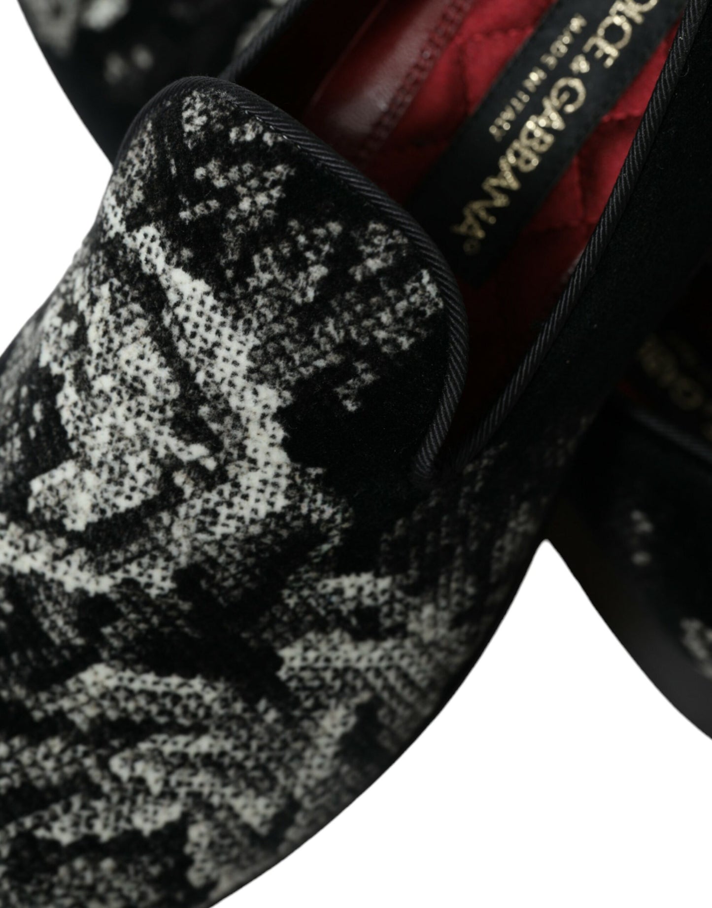 Black Floral Slippers Men Loafers Dress Shoes-Dolce & Gabbana-LabelTerrace.com