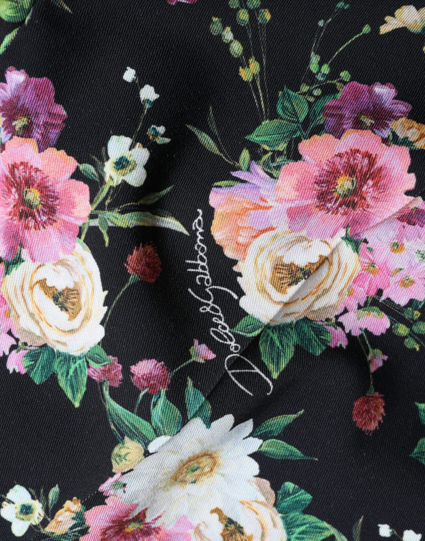 Black Floral Wool High Waist Wide Leg Pants-Dolce & Gabbana-LabelTerrace.com