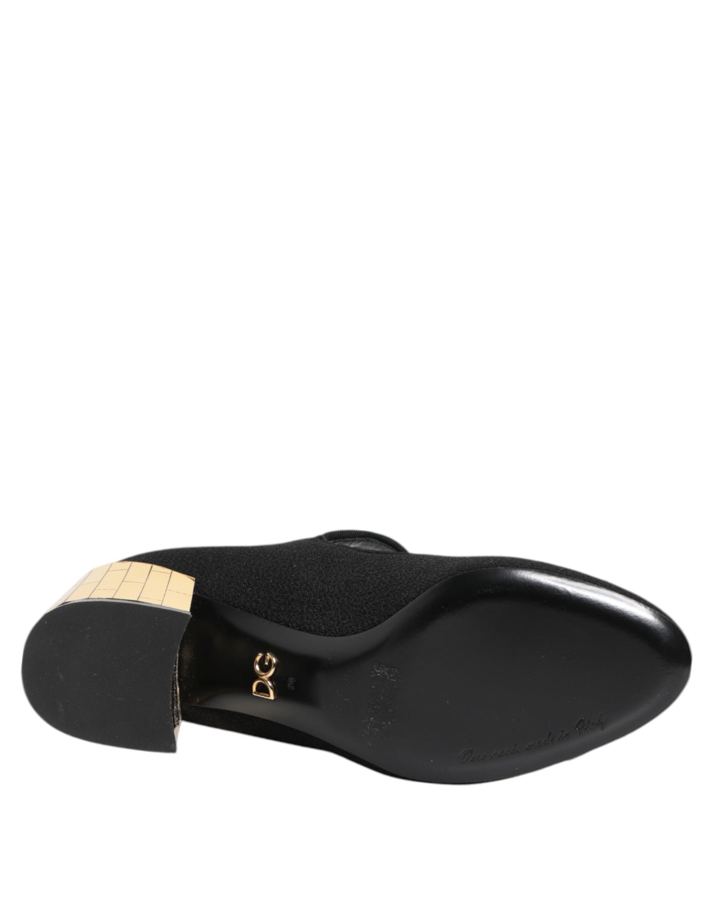 Black Flower Crystal Embellished Mary Jane Shoes-Dolce & Gabbana-LabelTerrace.com