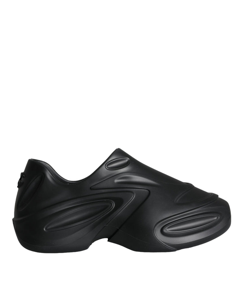Black Foiled Rubber Toy Low Top Sneakers Shoes-Dolce & Gabbana-LabelTerrace.com
